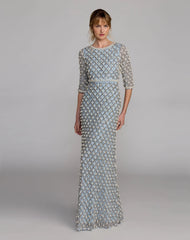 Pearl Embellished 3/4 Sleeve Gown