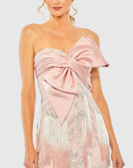 Pink Bow Front Ombre Fringe Detailed Dress - FINAL SALE