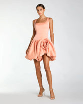 Sleeveless Satin Bubble Hem Mini Dress