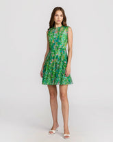 Micro Ruffle Floral A-Line Mini Dress