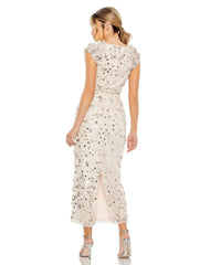 Light Pink Floral Applique Cap Sleeve Sheath Dress - FINAL SALE