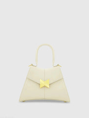 Angular Small Leather Handbag With Gold Hardware