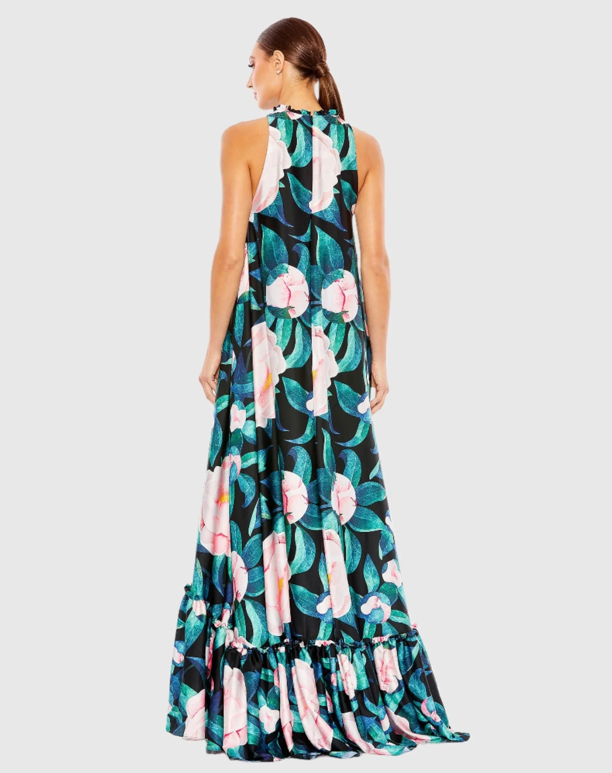 Multicolor High Neck Floral Babydoll Long Dress - FINAL SALE
