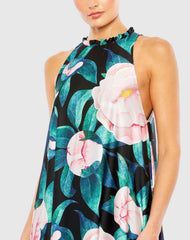 Multicolor High Neck Floral Babydoll Long Dress - FINAL SALE