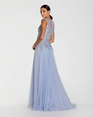 Purple Sleeveless Embellished Bodice A-Line Gown