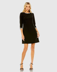 Embellished Crepe Cocktail Dress