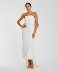 Strapless Crepe Sheath Dress with Bow