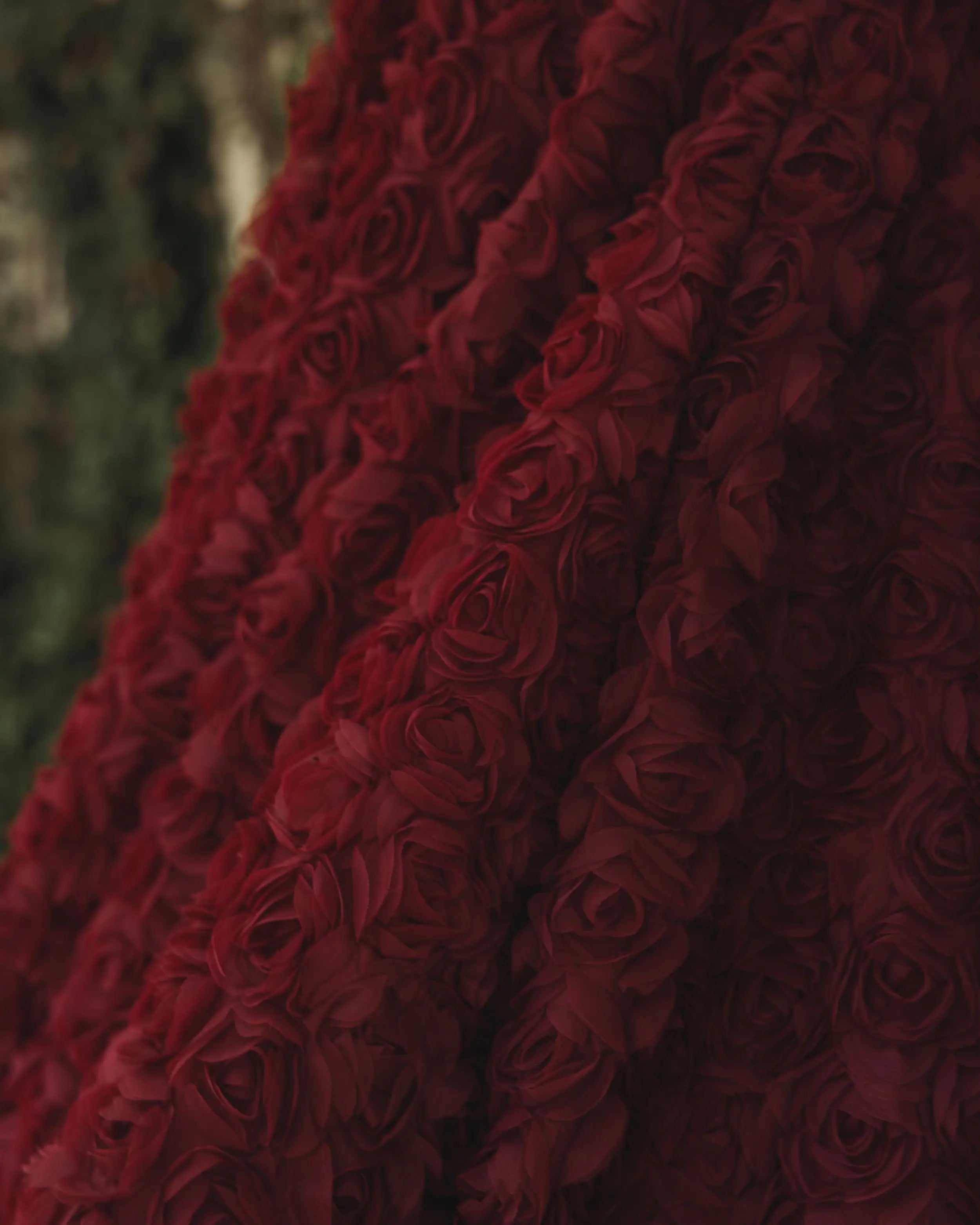 Red One Shoulder 3D Floral Rosette Midi Dress