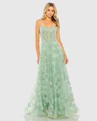 Embroidered Sweetheart Neck A-Line Gown