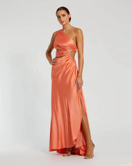 Orange Cut Out One Shoulder Satin Gown - FINAL SALE