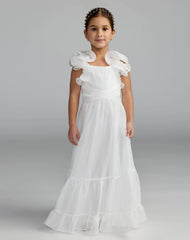 Chiffon Ruffle Shoulder Dress