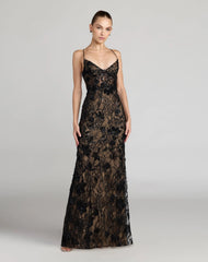 Sleeveless Embellished Open Back Column Gown