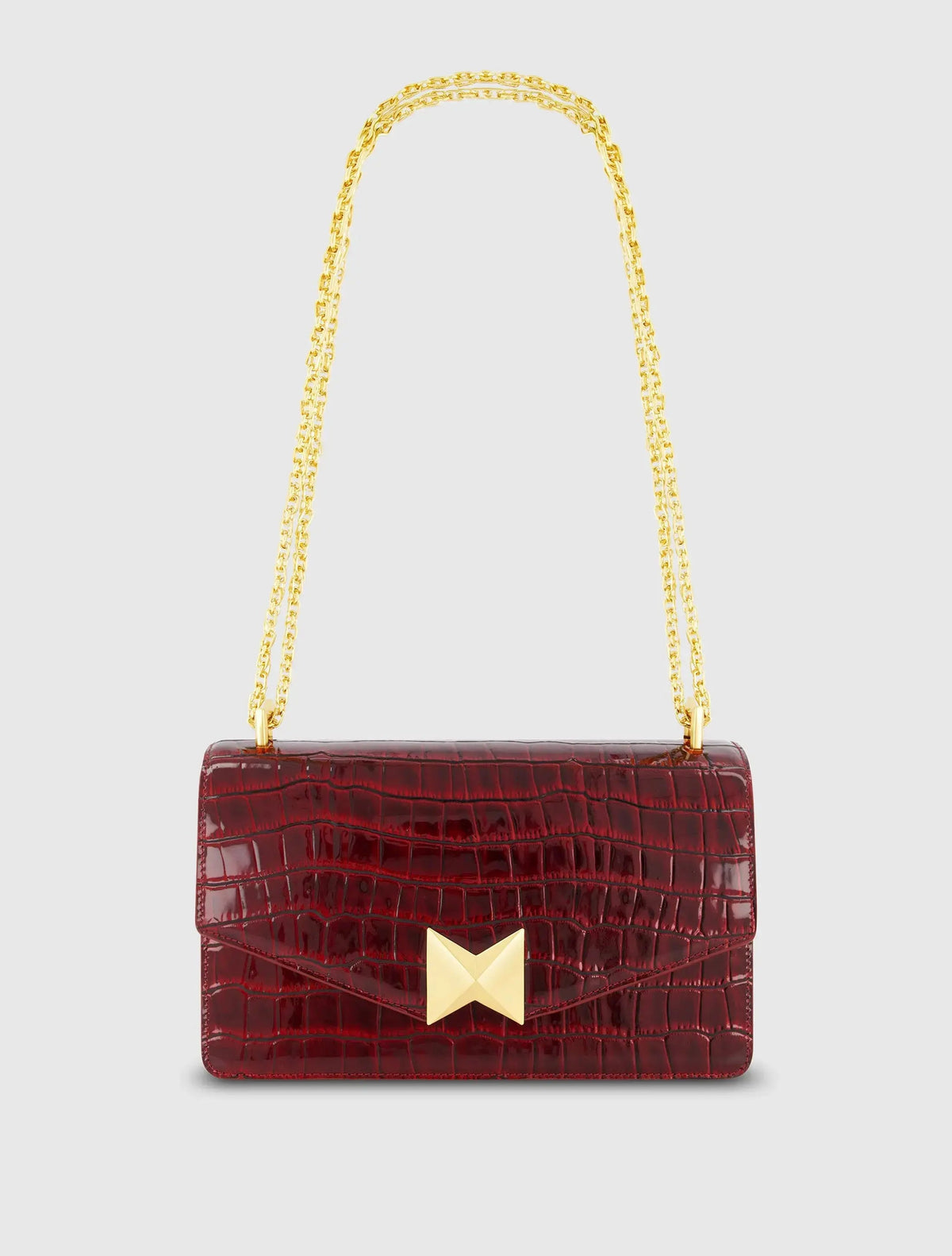 Red Crocodile Leather Shoulder Bag With Gold Hardware - FINAL SALE